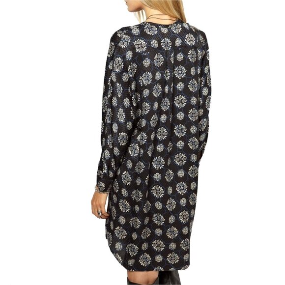 Zadig & Voltaire Rine Print Silk Skeleton Button Floral Black Mini Dress M - Picture 3 of 10